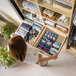 Organiseurs de tiroirs, lot de 4 boîtes de rangement pour sous-vêtements, armoire & tiroirs, gris - Relaxdays