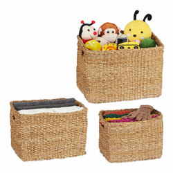 Relaxdays - 3 paniers de rangement rectangulaires, 3 tailles différentes, organiseurs pour la salle de bain, natures