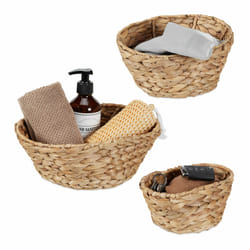 Relaxdays - Lot de 3 corbeilles, jacinthe d'eau, pour salle de bain, salon & chambre, organiseurs, design tressé, nature