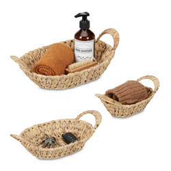 Relaxdays - Lot de 3 corbeilles, jacinthe d'eau, pour salle de bain, salon & chambre, organiseurs, design tressé, nature
