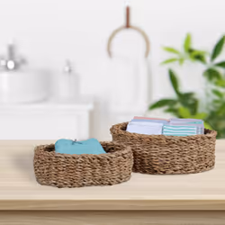 Relaxdays 3 paniers de rangement, ovales, trois tailles différentes, organiseurs pour la salle de bain, natures