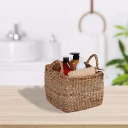 3 paniers de rangement carrés, 3 tailles différentes, organiseurs pour la salle de bain, natures - Relaxdays