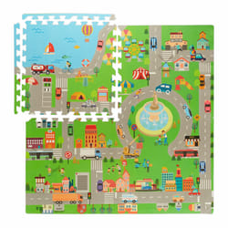 Relaxdays tapis circuit, 4 pièces de puzzle, sans polluants, mousse EVA, chambre d'enfants, L x P : 121 x 121 cm, coloré
