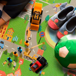 Relaxdays tapis circuit, 4 pièces de puzzle, sans polluants, mousse EVA, chambre d'enfants, L x P : 121 x 121 cm, coloré