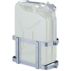 Support pour jerrycan, bidon 10 & 20 l essence, réserve carburant, verrouillable, voiture, moto, fer, gris - Relaxdays