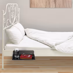 Tablette de lit, étagère mezzanine, à coller, extensible, HxLxP: 8,5x30x22 cm, table de nuit, plastique, noir - Relaxdays