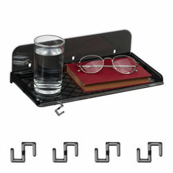 Tablette de lit, mini table de chevet à coller, couchage mezzanine, HxLxP: 8,5x30x15,5 cm, plastique, noir - Relaxdays