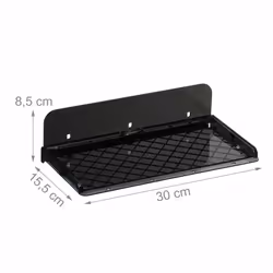 Tablette de lit, mini table de chevet à coller, couchage mezzanine, HxLxP: 8,5x30x15,5 cm, plastique, noir - Relaxdays - Vue supplémentaire 4