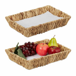 Relaxdays - Corbeille à fruits, lot de 2, panier déco pour fruits, pain, etc., jacinthe d'eau, HxLxP : 7x34x24 cm, nature