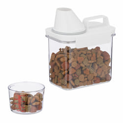 Relaxdays Boîte de rangement nourriture, verre doseur, couvercle hermétique, 1,1 L, croquettes, céréales, transparent