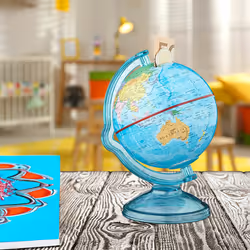 Relaxdays - Tirelire globe en lot de 2, pivotante, fente, accessoire enfant, monde, HxLxP: 16,5 x 14 x 13 cm, multicolore