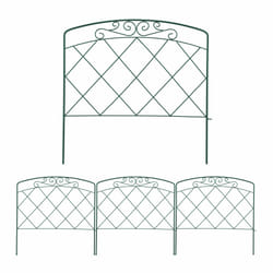 Bordure de jardin, 4 éléments, HxB : 60 x 62,5 cm chacun, accessoire jardin à emboîter, métal, vintage, vert - Relaxdays