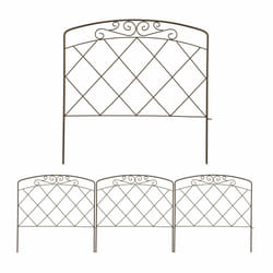 Relaxdays Bordure de jardin, 4 éléments, HxB : 60 x 62,5 cm chacun, accessoire jardin à emboîter, métal, vintage, bronze