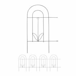 Clôture jardin en métal, 5 éléments avec ornements, h x l : 80 x 244,5 cm, éléments à planter, extérieur, noir - Relaxdays