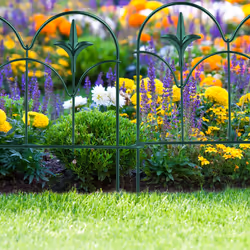 Bordure de jardin, lot de 4 éléments, métal, HxL: 28x38,5 cm chacun, extérieur, à planter dans le sol, vert - Relaxdays
