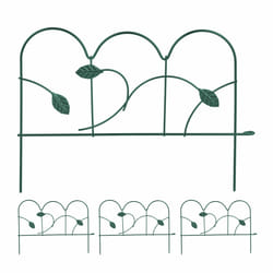 Bordure de jardin, lot de 4 éléments, métal, h x l : 28x38,5 cm chacun, extérieur, à planter dans le sol, vert - Relaxdays