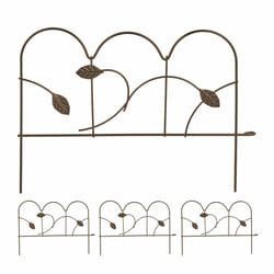 Bordure de jardin, lot de 4 éléments, métal, HxL : 28x38,5 cm chacun, extérieur, à planter dans le sol, bronze - Relaxdays