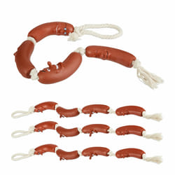 Relaxdays - Ensemble de 4 jouets pour chiots et petits chiens, saucisses malicieuses, silencieux, l : 65 cm, marron/crème