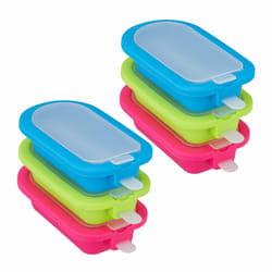 Relaxdays - moules à glace, lot de 6, pour glace à l'eau et crème glacée, moule sucette glacée, silicone, vert/bleu/rose
