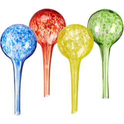 Relaxdays - Bulle d'arrosage pour vos plantes, en lot pratique de 4, en verre, h x d : 15 x 6 cm, multicolore