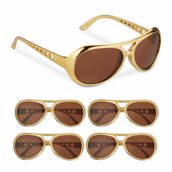 Relaxdays 5 paires de lunettes pour faire la fête, en plastique, taille unique, verres teintés, doré et marron