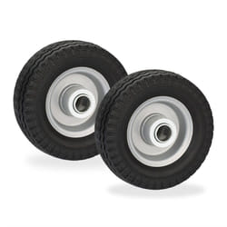 Relaxdays Roue increvable pour trottinette (par ex. électrique), lot de 2, jante acier rouge, supporte 50 kg, noir/gris