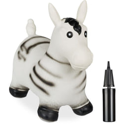 Animal sauteur en forme de zèbre, charge maximale : env. 50 kg, sans bpa, à partir de 3 ans, noir et blanc - Relaxdays