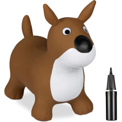 Animal sauteur en forme de chien, jusqu'à 50 kg, sans bpa, dès 3 ans, pompe à air, marron et blanc - Relaxdays