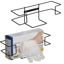 Relaxdays - distributeur de gants, 2 pièces, pour boîtes jetables, mural, h x l x p : 9,5 x 28 x 9,5 cm, fer, noir