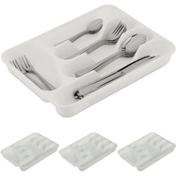 Relaxdays - Bac à couverts pour tiroirs, lot de 4, HxLxP: 4 x 24,5 x 32,5 cm, 5 compartiments, plastique, blanc
