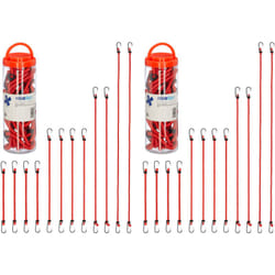 Relaxdays - Tendeurs avec crochets, lot de 24, sangles porte-bagages sur vélos, 4 tailles, attaches universelles, rouge