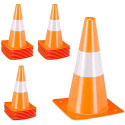 Relaxdays - Cône de signalisation, lot 24, bande réfléchissante, football, hauteur : 31 cm, orange et blanc