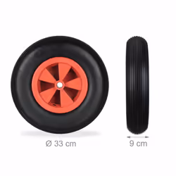 Relaxdays - Roue de brouette 3.50-6, lot de 2, caoutchouc, jante en plastique, pour chariot, jusqu'à 100 kg, noir - rouge - Vue supplémentaire 4