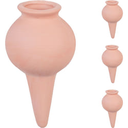 Arrosage en terre cuite, lot de 4, h x d : 12 x 6 cm, intérieur (chambre) et extérieur (balcon), marron - Relaxdays