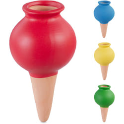 Relaxdays - Arrosage en terre cuite, lot de 4, pour plantes, 80 ml chacun, cône d'arrosage, multicolore