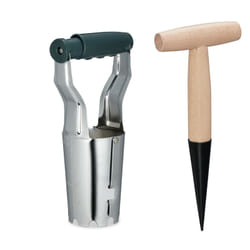 Relaxdays - Plantoirs à bulbes, lot de 2, transplantoir gradué & outil à manche, pour le jardin, métal & bois, coloré