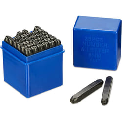Relaxdays - Lettres à frapper, 36 pièces, 6 mm, pour cuir et métal, a à z et 0 à 9, acier, noir
