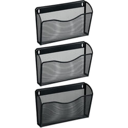 Relaxdays - Porte-documents mural en lot de 3, fer, pour magazines et journaux, h x l x p : 22 x 35,5 x 8,5 cm, noir