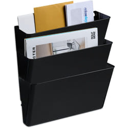 Relaxdays Porte-documents mural en lot de 3, plastique, pour magazines et journaux, HLP : 19 x 33 x 10,5 cm, noir