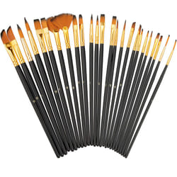 Relaxdays Lot de 25 pinceaux, pour peinture acrylique, à l’huile et à l’eau, loisirs, école, poils en nylon, set, coloré