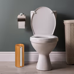 Relaxdays - Porte-papier de toilette autonome, en bambou, pour 3 rouleaux, Rangement wc, h x d, 33,5 x 14,5 cm, nature