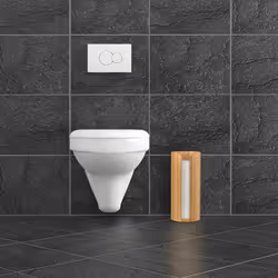 Relaxdays - Porte-papier de toilette autonome, en bambou, pour 3 rouleaux, Rangement wc, h x d, 33,5 x 14,5 cm, nature
