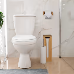 Relaxdays - Lot avec support à papier toilette, bambou, 4 rouleaux, à fixer au mur & compartiment non fixe, nature
