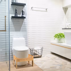 Tabouret de salle de bain, en bambou, défécation optimale, h x l x p : 28,5 x 45,5 x 28,5 cm, nature - Relaxdays