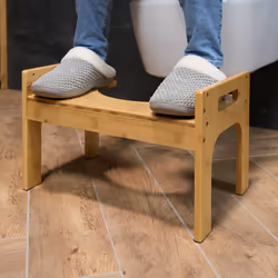 Tabouret de salle de bain, en bambou, défécation optimale, h x l x p : 28,5 x 45,5 x 28,5 cm, nature - Relaxdays