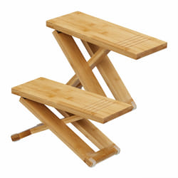 Repose-pied de toilette, lot de 2, pliable, tabouret wc, accroupisseur en bambou, 23 x 12 x 31 cm, nature - Relaxdays
