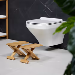 Repose-pied de toilette, lot de 2, pliable, tabouret wc, accroupisseur en bambou, 23 x 12 x 31 cm, nature - Relaxdays