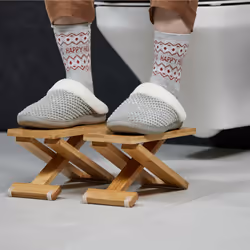 Repose-pied de toilette, lot de 2, pliable, tabouret wc, accroupisseur en bambou, 23 x 12 x 31 cm, nature - Relaxdays