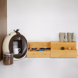 Relaxdays - Organiseur cuisine, bambou, extensible, 4 compartiments, HxLxP: 18x33x15 cm, range-épices, café, thé, nature