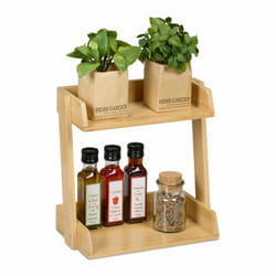 Relaxdays - tagère à épices, 2 étages, en bambou, HxLxP : 27 x 27,5 x 16 cm, support à condiments, pour cuisine, nature
